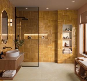 Glint GT05 Gold 6x24 Motley MT09 Bathroom