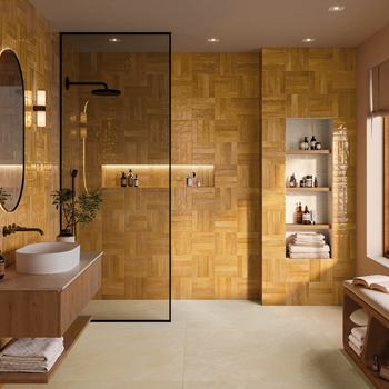 Glint GT05 Gold 6x24 Motley MT09 Bathroom